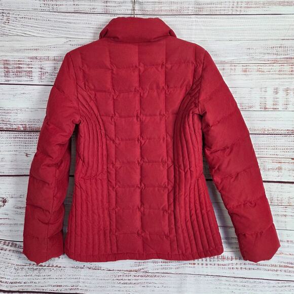 Womens Red Down Feather Puffer Coat M Cozy Warm Ski Snow Jacket Cabin Gorpcore - Picture 2 of 13